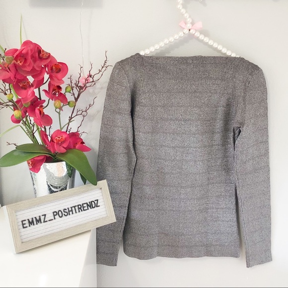 Boston Proper Silver Metallic Top Size XS - Picture 3 of 3